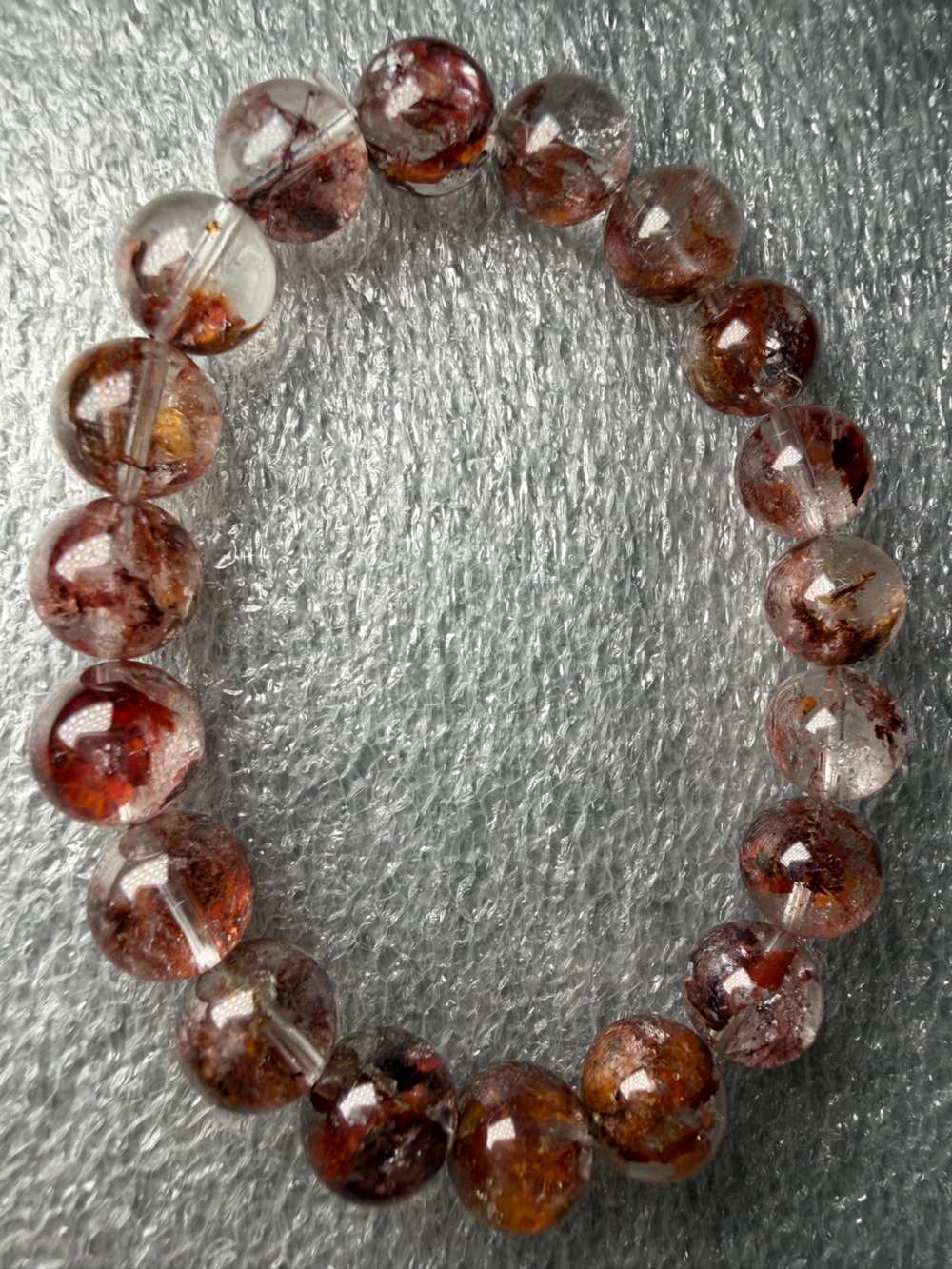 High Clarity 13MM Red Mud Skeleton Quartz Natural Crystal Bracelet